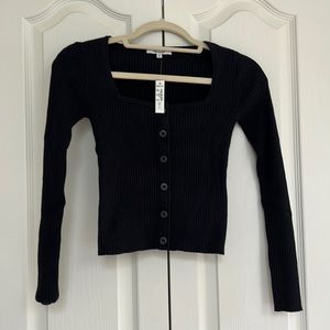 Madewell Rosseau Square-Neck Crop Cardigan Top NWT